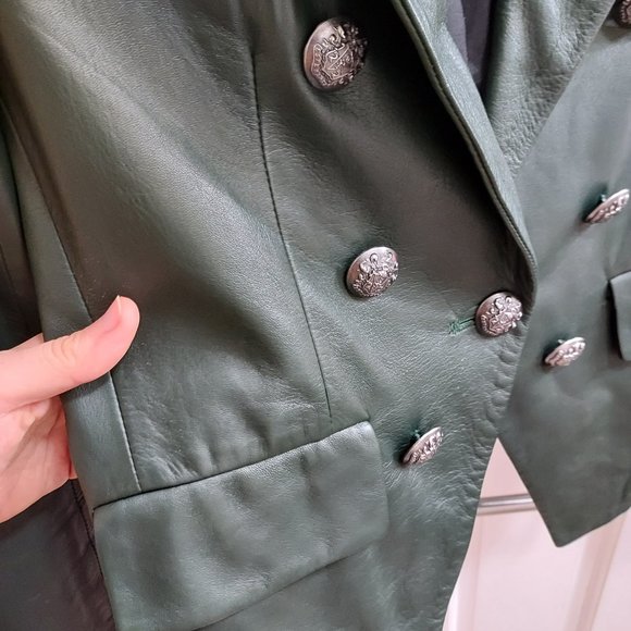Veronica Beard Cooke Leather Green Jacket  Blazer - Picture 2 of 7
